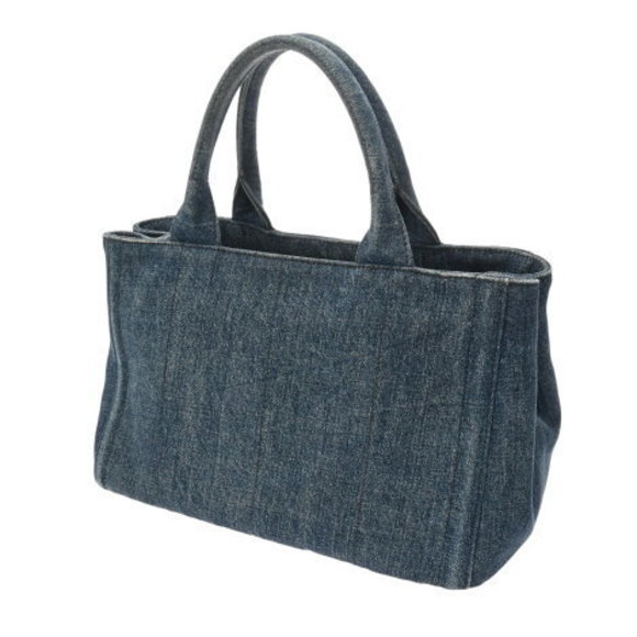 PRADA Canapa Mini Tote Blue Denim Handbag - Picture 2 of 12